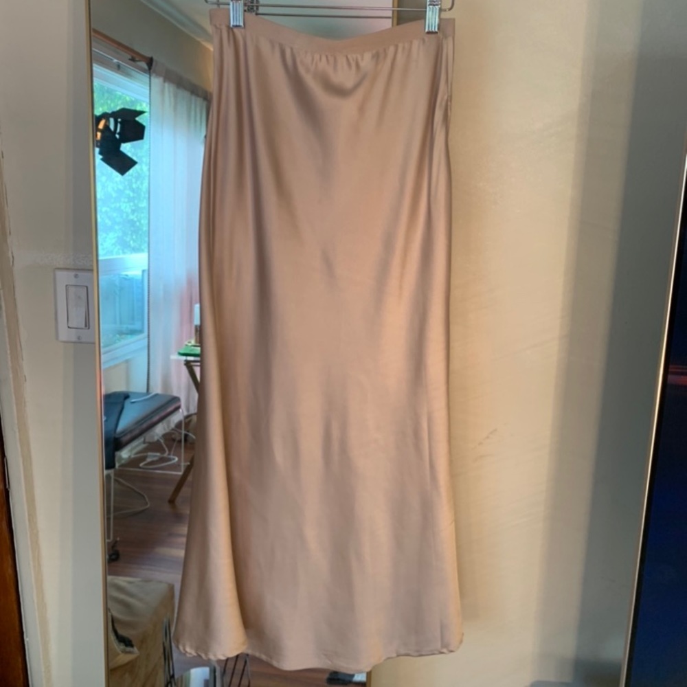 Satin Midi Skirt Blush